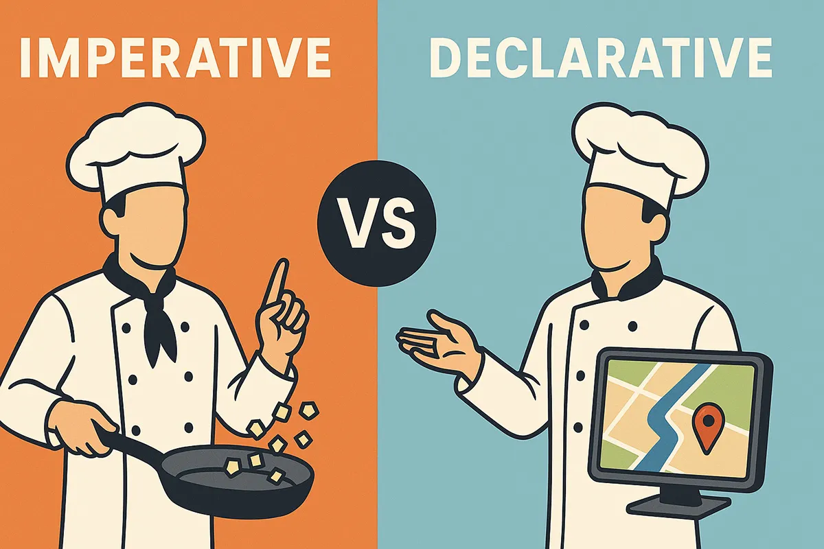 The logo of Imperative vs Declarative
